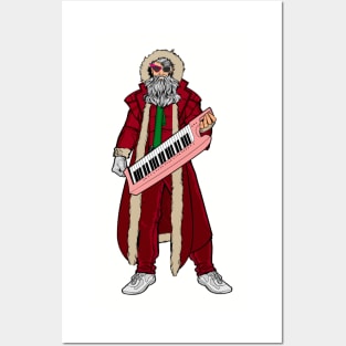 Rad Santa with Keytar Posters and Art